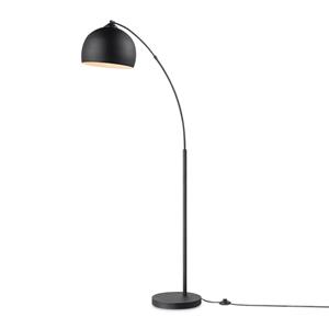 Home sweet home BoogVloerlamp Fisher 109/30/172cm, Zwart, staande lamp met Zwart lampenkap, geschikt voor E27 LED lichtbron, met voetschakelaar, geschikt voor woonkamer, slaapkamer en thuiskantoor