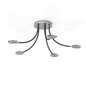 Steinhauer Plafondlamp Turound | 5 lichts | Zilver, Grijs, Transparant, Zwart