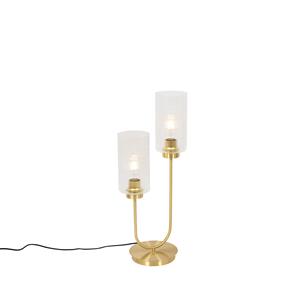 qazqa Art-Deco-Tischlampe Gold mit Glas 2-flammig - Laura - Gold