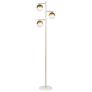beliani Stehlampe Metall und Glas gold rund mit 3 Schirmen Kugelform 160cm modern Sabine - Gold
