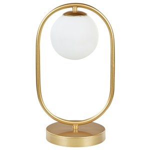 Beliani - Tischlampe Gold Weiß aus Metall Glas Rund Kugel Form Nachttischlampe Tischleuchte für Schlafzimmer Wohnzimmer Flur - Gold
