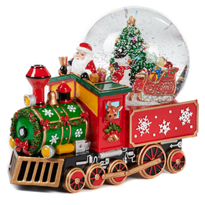 Goodwill sneeuwbol - Als trein met kerstboom