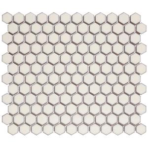 The Mosaic Factory Tegelsample:  Barcelona mini hexagon mozaïek tegels 26x30 zacht wit met rand