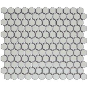 The Mosaic Factory Tegelsample:  Barcelona mini hexagon mozaïek tegels 26x30 zacht grijs met rand