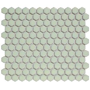 The Mosaic Factory Tegelsample:  Barcelona mini hexagon mozaïek tegels 26x30 zacht groen met rand