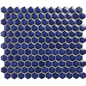 The Mosaic Factory Tegelsample:  Barcelona mini hexagon mozaïek tegels 26x30 kobaltblauw