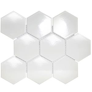 The Mosaic Factory Tegelsample:  Barcelona grote hexagon mozaïek tegels 26x30 wit