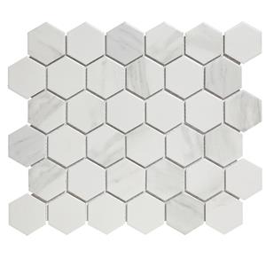The Mosaic Factory Tegelsample:  Barcelona hexagon mozaïek tegels 28x33 carrara white
