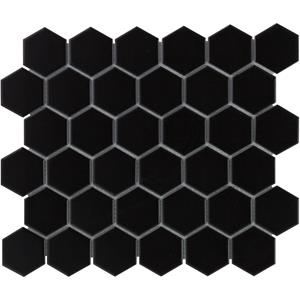 The Mosaic Factory Tegelsample:  Barcelona hexagon mozaïek tegels 28x33 zwart mat