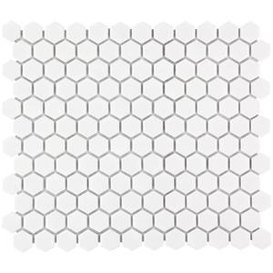 The Mosaic Factory Tegelsample:  Barcelona mini hexagon mozaïek tegels 26x30 wit mat