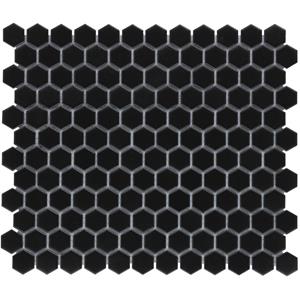 The Mosaic Factory Tegelsample:  Barcelona mini hexagon mozaïek tegels 26x30 zwart mat