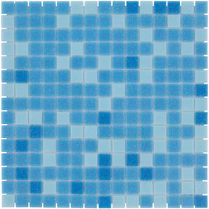 The Mosaic Factory Tegelsample:  Amsterdam vierkante glasmozaïek tegels 32x32 blauw mix