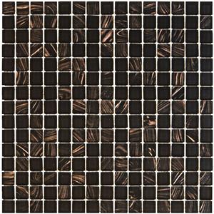 The Mosaic Factory Tegelsample:  Amsterdam vierkante glasmozaïek tegels 32x32 zwart met gouden accenten