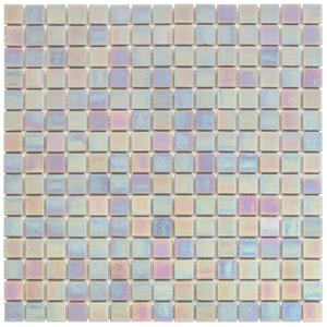 The Mosaic Factory Tegelsample:  Amsterdam vierkante glasmozaïek tegels 32x32 lichtgrijs parel