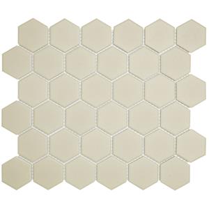 The Mosaic Factory Tegelsample:  London hexagon mozaïek tegels 28x33 wit