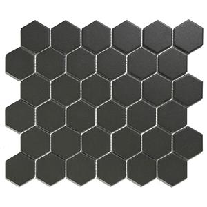 The Mosaic Factory Tegelsample:  London hexagon mozaïek tegels 28x33 zwart