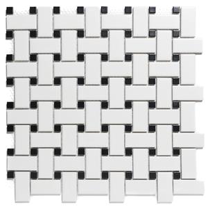 The Mosaic Factory Tegelsample:  Paris mozaïek tegels 30x30 geweven wit/zwart