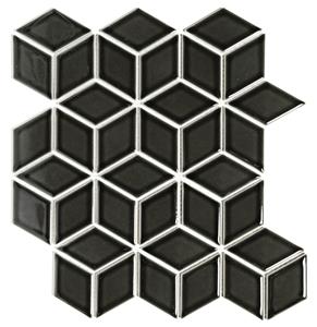 The Mosaic Factory Tegelsample:  Paris mozaïek tegels 27x31 kubus zwart