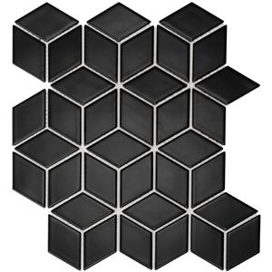 The Mosaic Factory Tegelsample:  Paris mozaïek tegels 27x31 kubus zwart mat