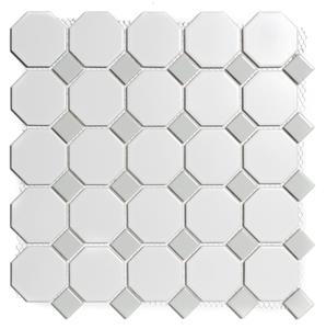 The Mosaic Factory Tegelsample:  Paris octagon mozaïek tegels 30x30 wit/grijs