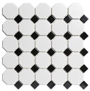 The Mosaic Factory Tegelsample:  Paris octagon mozaïek tegels 30x30 wit/zwart