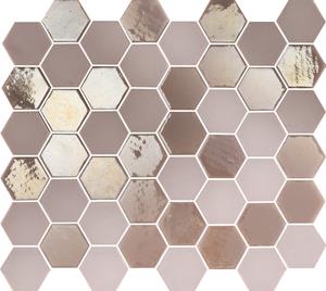 The Mosaic Factory Tegelsample:  Valencia hexagon glasmozaïek tegels 28x33 roze