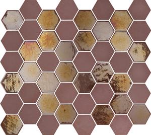 The Mosaic Factory Tegelsample:  Valencia hexagon glasmozaïek tegels 28x33 burgundy