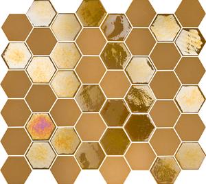 The Mosaic Factory Tegelsample:  Valencia hexagon glasmozaïek tegels 28x33 mustard