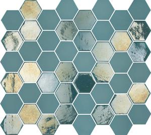 The Mosaic Factory Tegelsample:  Valencia hexagon glasmozaïek tegels 28x33 turquoise