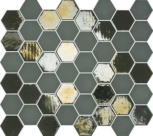 The Mosaic Factory Tegelsample:  Valencia hexagon glasmozaïek tegels 28x33 khaki