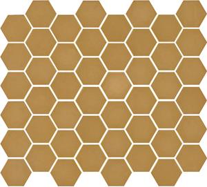 The Mosaic Factory Tegelsample:  Valencia hexagon glasmozaïek tegels 28x33 mustard mat