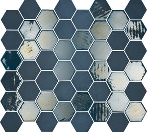 The Mosaic Factory Tegelsample:  Valencia hexagon glasmozaïek tegels 28x33 blauw