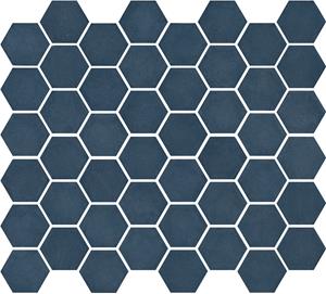 The Mosaic Factory Tegelsample:  Valencia hexagon glasmozaïek tegels 28x33 blauw mat