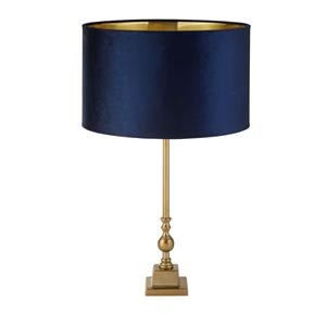 Searchlight Gouden tafellamp Whitby met donkerblauwe kap EU81214AZ