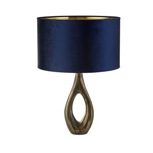 Searchlight Gouden tafellamp Bucklow met donkerblauwe kap EU86531AZ