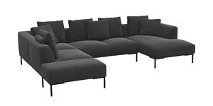 FLEXLUX Ecksofa "Sava", Schwarze Metallfüße, mit losen Rückenkissen, Luxuriöses Sitzkomfort