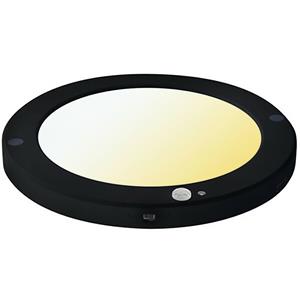 BES LED LED Plafondlamp met Bewegingssensor + Dag en Nacht Sensor - 18W - Aanpasbare Kleur CCT - 360° Zichthoek - Opbouw/Inbouw - Rond - Mat Zwart