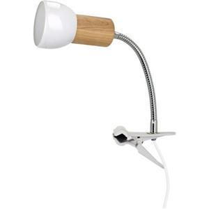 SPOT Light Klemlamp SVENDA FLEX Natuurproduct van massief hout, duurzaam, flexibele arm, kap van metaal