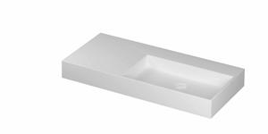 INK United porseleinen wastafel rechts zonder kraangat met porseleinen click-plug en verborgen overloop systeem 100 x 45 x 11 cm, mat wit