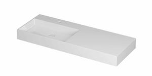 INK United porseleinen wastafel ls met 1 kraangat, porseleinen click-plug en verborgen overloop systeem 120 x 45 x 11 cm, glanzend wit