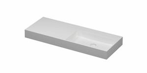 INK United porseleinen wastafel rechts zonder kraangat met porseleinen click-plug en verborgen overloop systeem 120 x 45 x 11 cm, mat wit