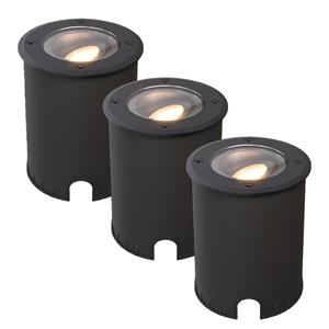 HOFTRONIC™ Set van 3 Lilly dimbare LED Grondspot - Kantelbaar - Overrijdbaar - Rond - 2700K warm wit - IP67 waterdicht - 3 jaar garantie - Zwart