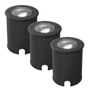 HOFTRONIC™ Set van 3 Lilly dimbare LED Grondspot - Kantelbaar - Overrijdbaar - Rond - 6500K daglicht wit - IP67 waterdicht - 3 jaar garantie - Zwart