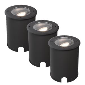 HOFTRONIC™ Set van 3 Lilly dimbare LED Grondspot - Kantelbaar - Overrijdbaar - Rond - 4000K neutraal wit - IP67 waterdicht - 3 jaar garantie - Zwart