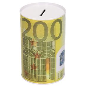 Spaarpot blik 200 euro biljet - geel - 8 x 11 cm -