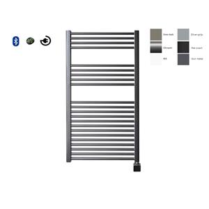 Sanicare electrische design radiator 111,8 x 60 cm. Gun metal BLUETOOTH met thermostaat chroom (rechtsonder) HRABC601118/M