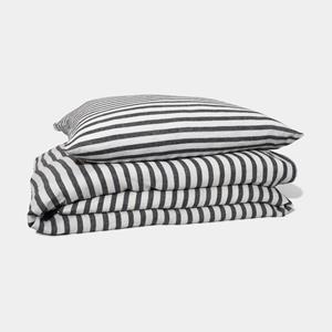 Homehagen Linen Bedding set - Black stripe - Black stripe / 50x70 / 140x200