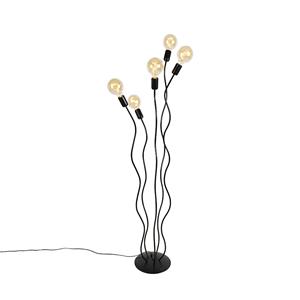 QAZQA Design vloerlamp zwart 5-lichts - Wimme