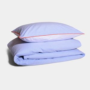 Homehagen Cotton percale Bedding set- Blue stripe Orange piping - Blue stripe Orange piping / 50x60 / 240x220