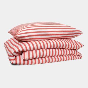 Homehagen Linen Bedding set - Red stripe - Red stripe / 50x60 / 140x200